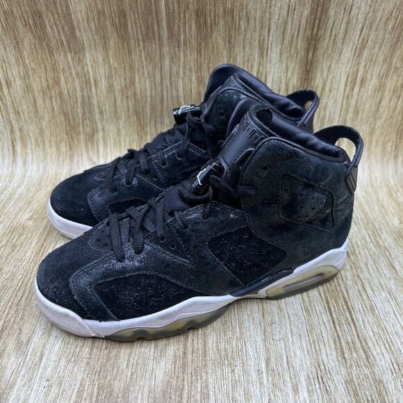 Youth Size 4.5Y Women's 6 - Nike Air Jordan 6 Retro Heiress Shoes Black Sneakers - Picture 3 of 10